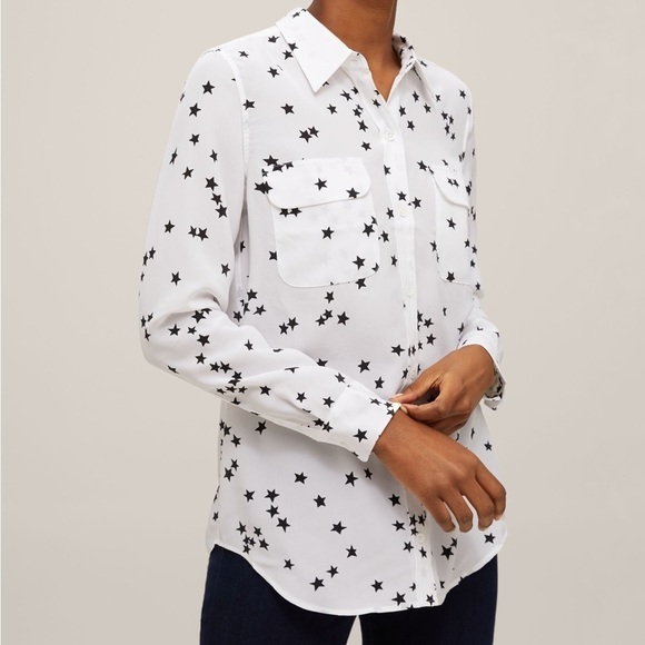 Equipment Signature Celebrity Star Print 100% Silk Button Down Shirt XXS - Picture 14 of 14